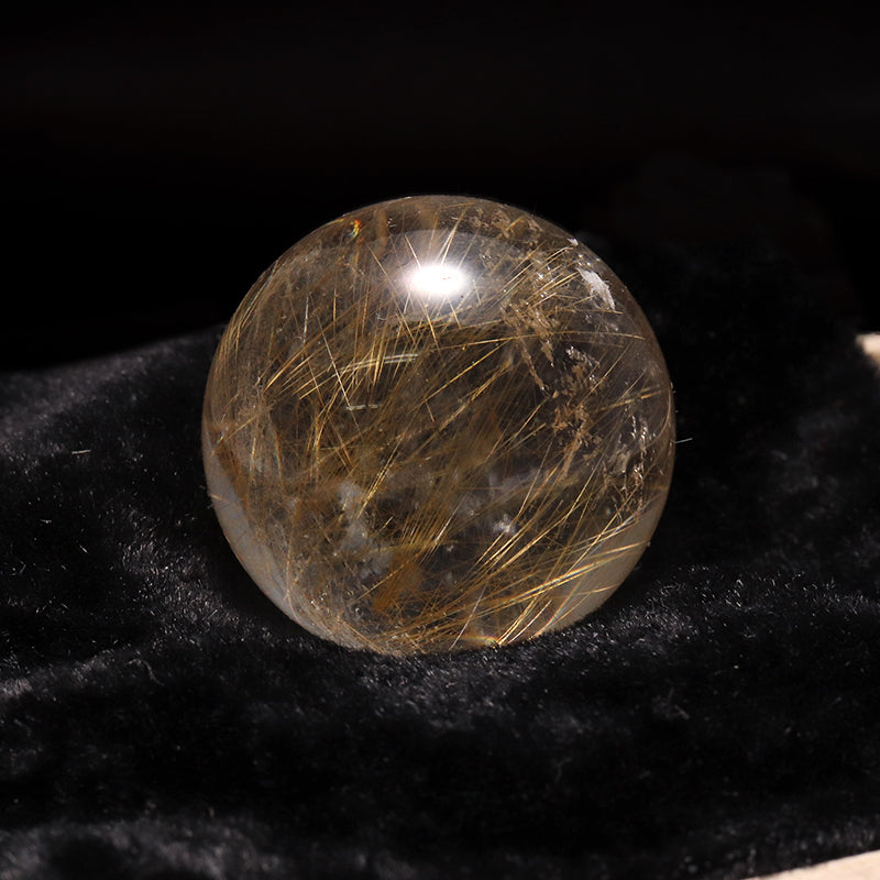 【一点物】丸玉 ルチル入りマニハール水晶 インド マニハール地方産 約24mm 桐箱入り ヒマラヤ水晶