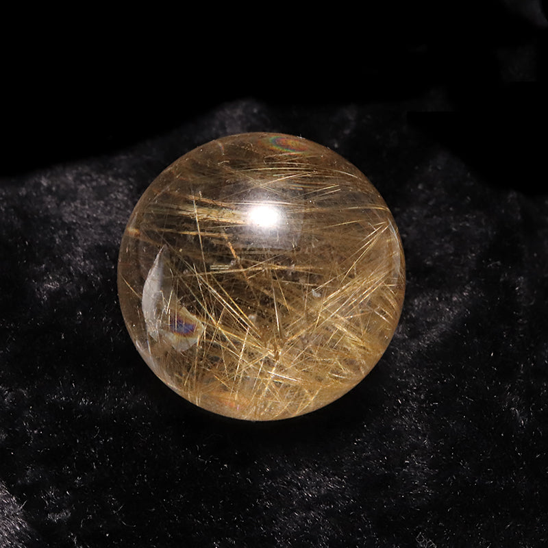 【一点物】丸玉 ルチル入りマニハール水晶 インド マニハール地方産 約26mm 桐箱入り ヒマラヤ水晶