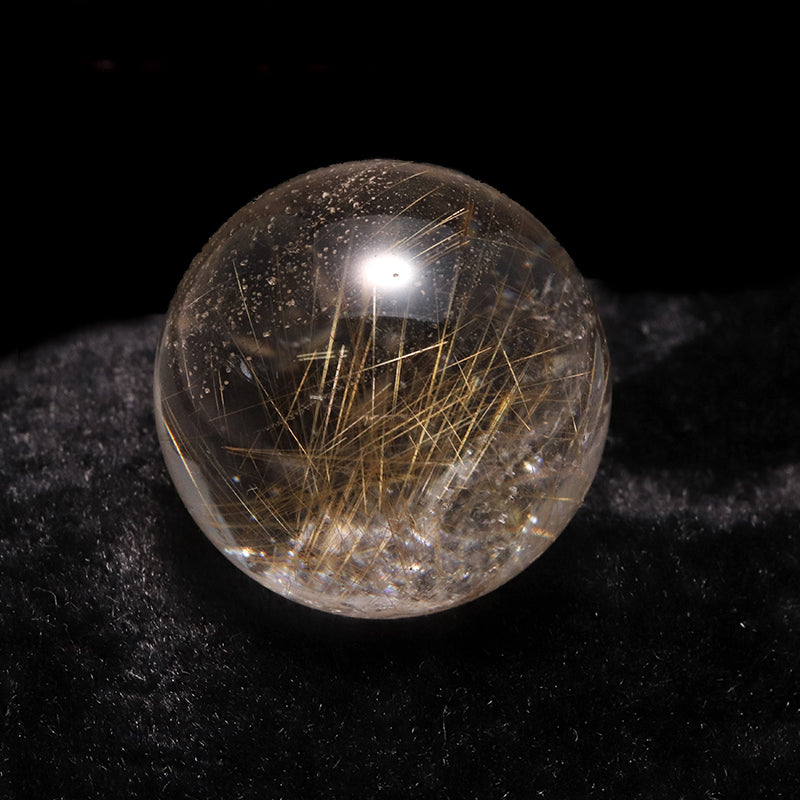 【一点物】丸玉 ルチル入りマニハール水晶 インド マニハール地方産 約26mm 桐箱入り ヒマラヤ水晶