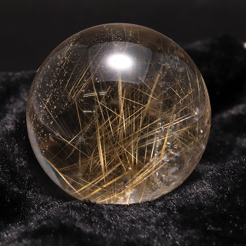 【一点物】丸玉 ルチル入りマニハール水晶 インド マニハール地方産 約26mm 桐箱入り ヒマラヤ水晶