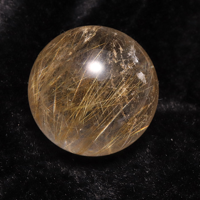 【一点物】丸玉 ルチル入りマニハール水晶 インド マニハール地方産 約24mm 桐箱入り ヒマラヤ水晶