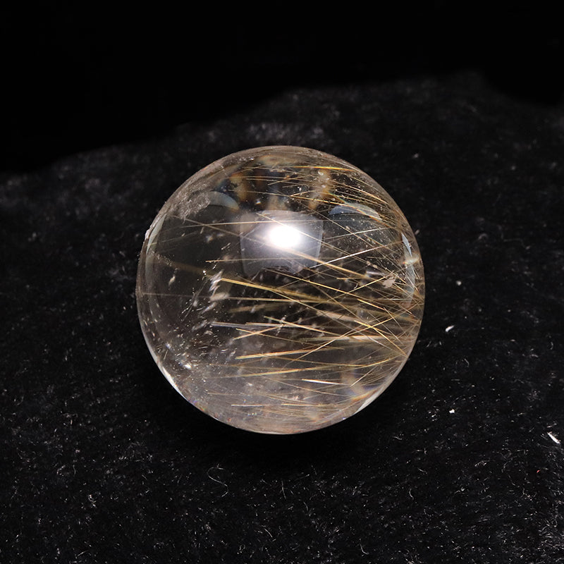 【一点物】丸玉 ルチル入りマニハール水晶 インド マニハール地方産 約22mm 桐箱入り ヒマラヤ水晶