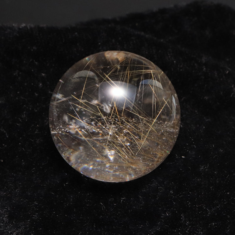 【一点物】丸玉 ルチル入りマニハール水晶 インド マニハール地方産 約24mm 桐箱入り ヒマラヤ水晶