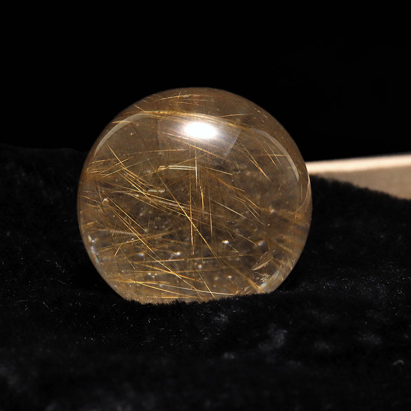 【一点物】丸玉 ルチル入りマニハール水晶 インド マニハール地方産 約24mm 桐箱入り ヒマラヤ水晶