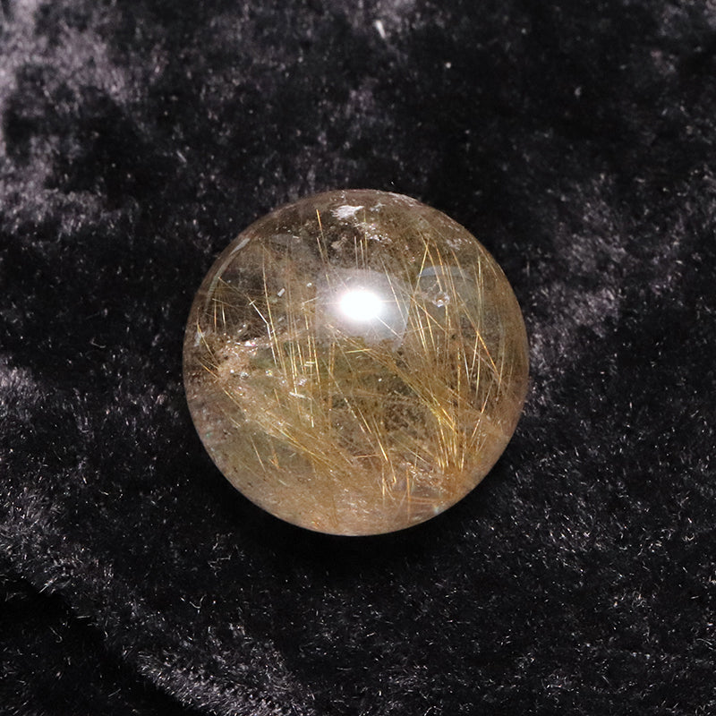 【一点物】丸玉 ルチル入りマニハール水晶 インド マニハール地方産 約20mm 桐箱入り ヒマラヤ水晶