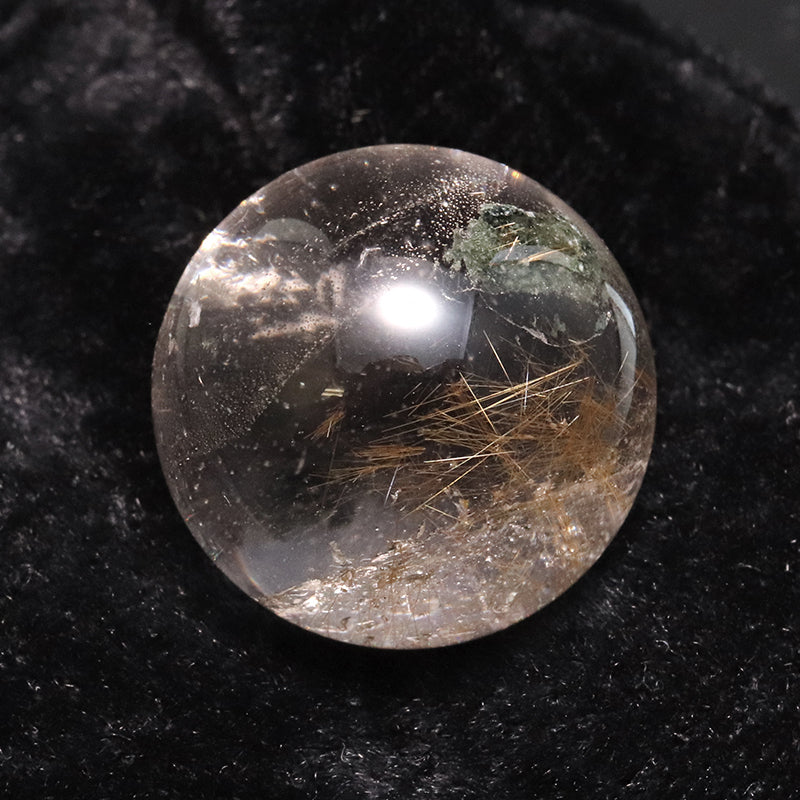 【一点物】丸玉 ルチル入りマニハール水晶 インド マニハール地方産 約23mm 桐箱入り ヒマラヤ水晶