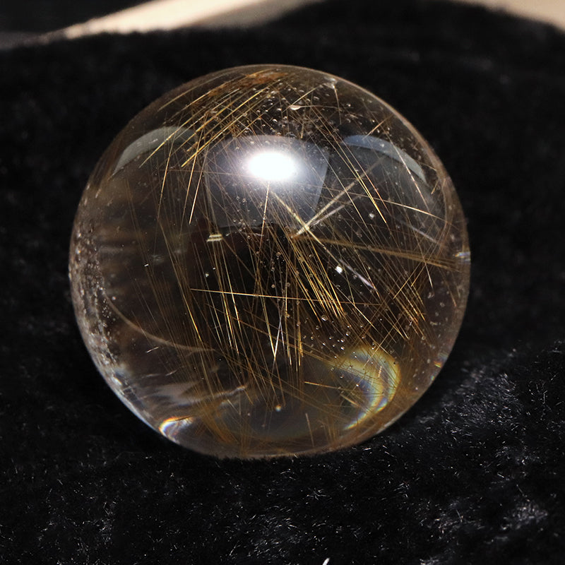 【一点物】丸玉 ルチル入りマニハール水晶 インド マニハール地方産 約23mm 桐箱入り ヒマラヤ水晶