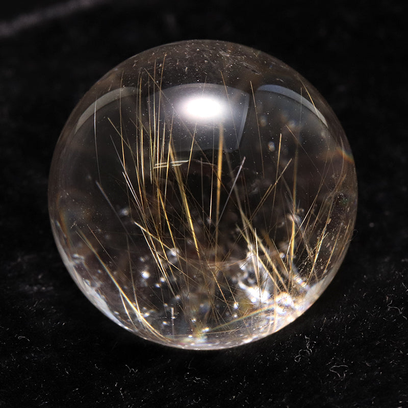 【一点物】丸玉 ルチル入りマニハール水晶 インド マニハール地方産 約22mm 桐箱入り ヒマラヤ水晶