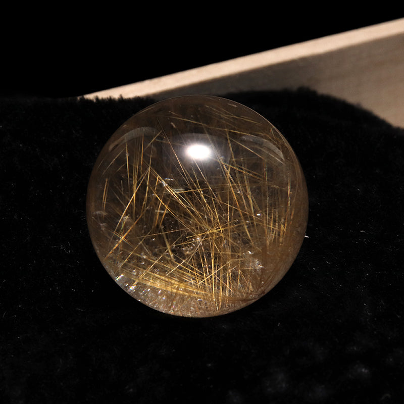 【一点物】丸玉 ルチル入りマニハール水晶 インド マニハール地方産 約24mm 桐箱入り ヒマラヤ水晶