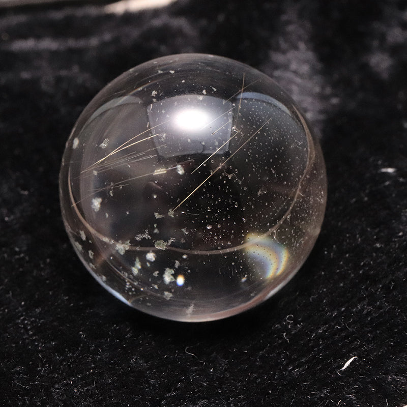 【一点物】丸玉 ルチル入りマニハール水晶 インド マニハール地方産 約24mm 桐箱入り ヒマラヤ水晶