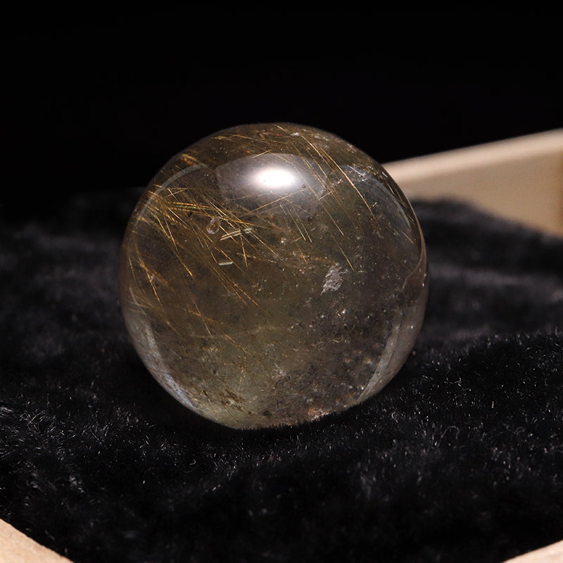 【一点物】丸玉 ルチル入りマニハール水晶 インド マニハール地方産 約20mm 桐箱入り ヒマラヤ水晶
