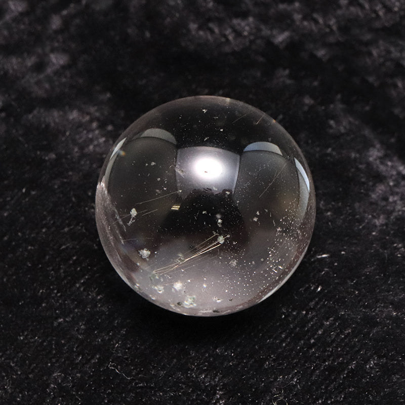 【一点物】丸玉 ルチル入りマニハール水晶 インド マニハール地方産 約24mm 桐箱入り ヒマラヤ水晶