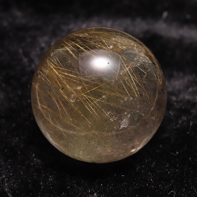 【一点物】丸玉 ルチル入りマニハール水晶 インド マニハール地方産 約20mm 桐箱入り ヒマラヤ水晶