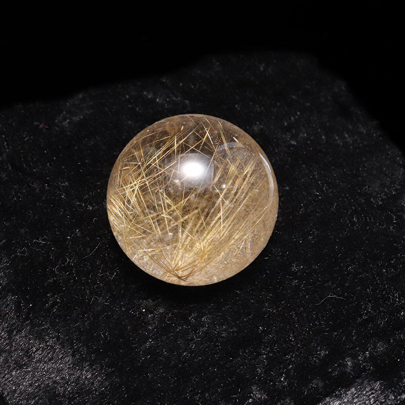 【一点物】丸玉 ルチル入りマニハール水晶 インド マニハール地方産 約24mm 桐箱入り ヒマラヤ水晶