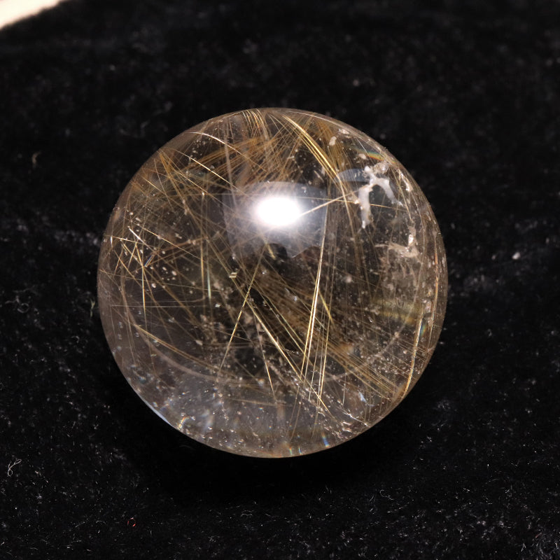【一点物】丸玉 ルチル入りマニハール水晶 インド マニハール地方産 約22mm 桐箱入り ヒマラヤ水晶