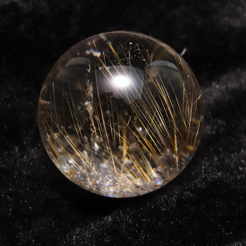 【一点物】丸玉 ルチル入りマニハール水晶 インド マニハール地方産 約22mm 桐箱入り ヒマラヤ水晶