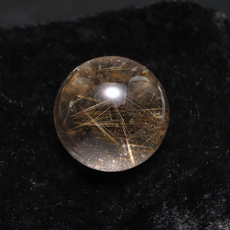 【一点物】丸玉 ルチル入りマニハール水晶 インド マニハール地方産 約23mm 桐箱入り ヒマラヤ水晶