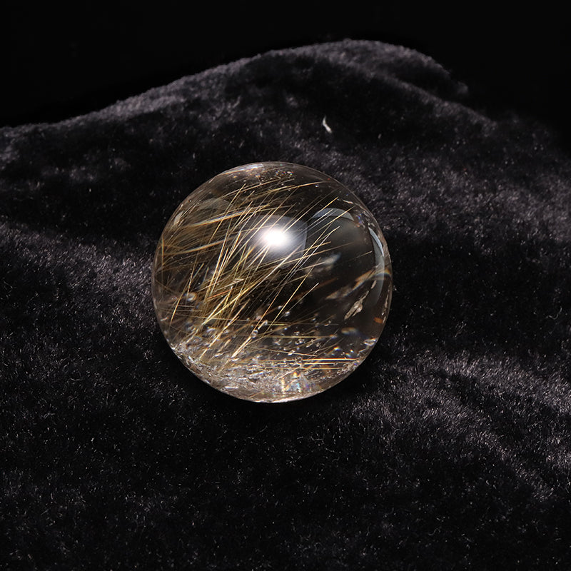 【一点物】丸玉 ルチル入りマニハール水晶 インド マニハール地方産 約22mm 桐箱入り ヒマラヤ水晶