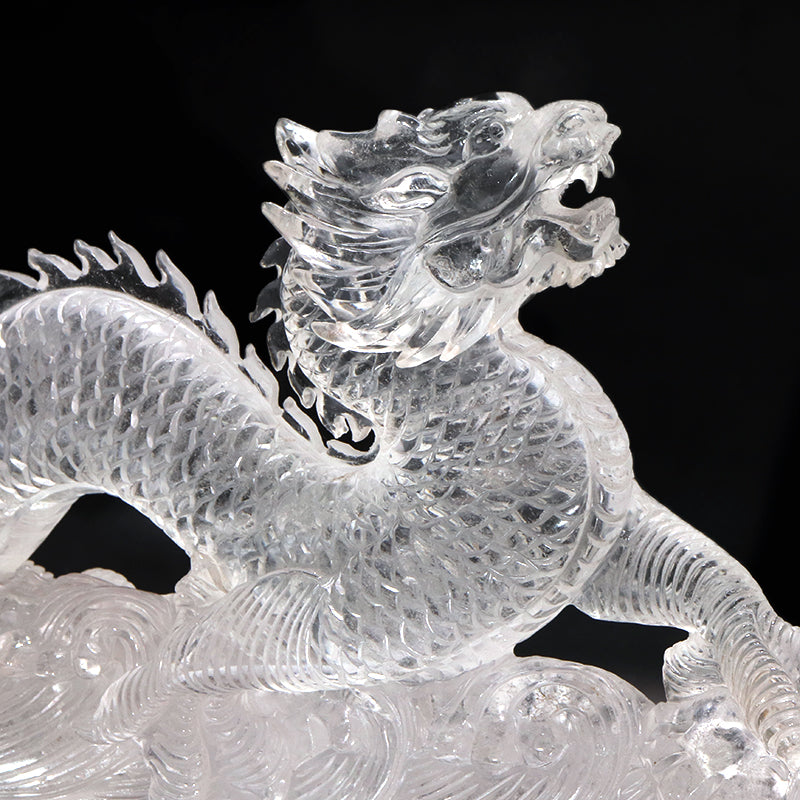 水晶  龍の彫 天然水晶「龍」彫刻 92x68x39mm #PB520 - プレミアム天然石専門