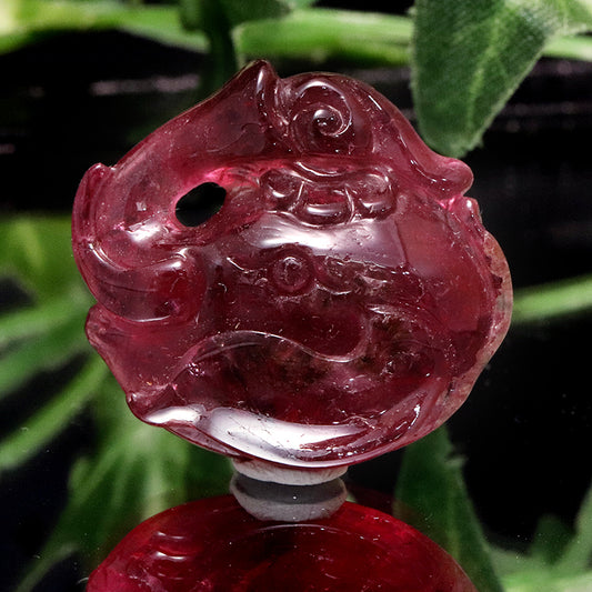 【一点物】ペンダントトップ　ピンクトルマリン＜ブラジル産＞　象　約21.9×23.0mm　穴あり [co-g0921]