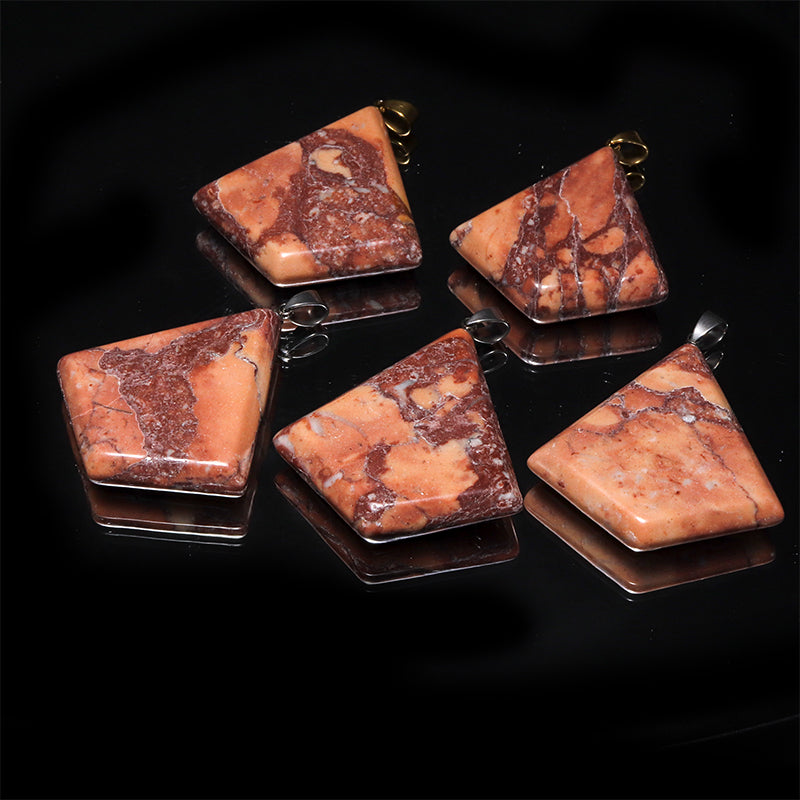 【日本銘石】土佐桜＜高知県産＞　菱形　約38×42mm　ステンレス製　ペンダントトップ [co-g3057]