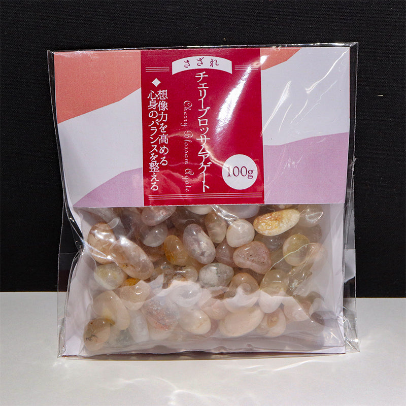 Sazare Cherry Blossom Agate with original packaging Approx. 100g [gr-g0068]