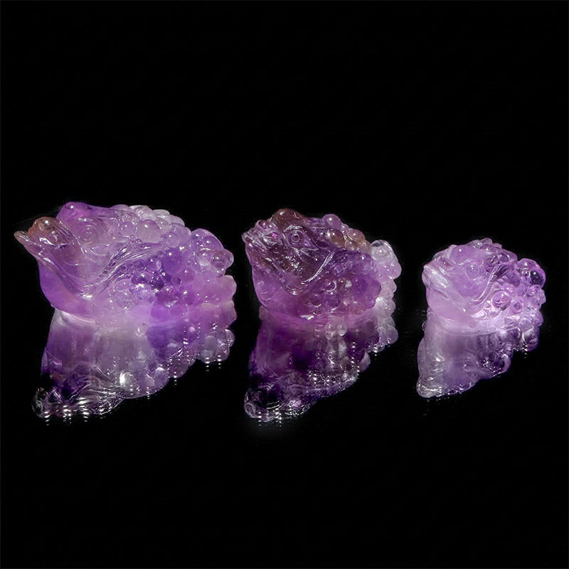 彫物　アメトリン＜ボリビア産＞　三脚蟾蜍(銭蛙)　三本足蛙　ランダム発送　約2～6.5×約2.2～4cm [co-g3252]