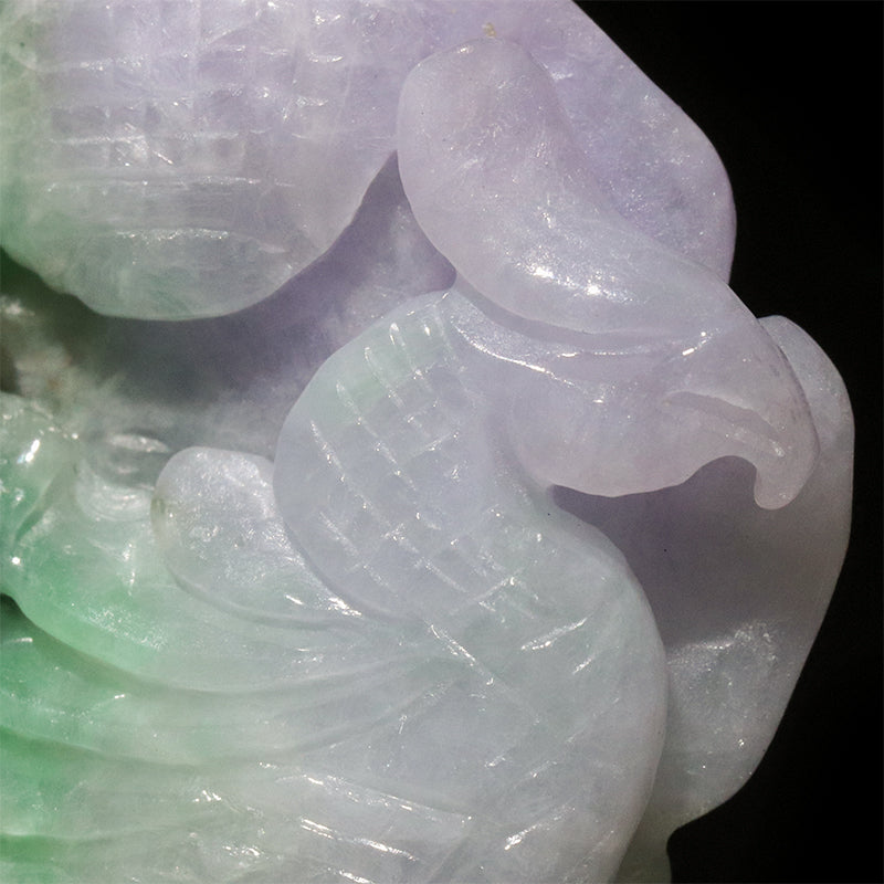 本翡翠＜ミャンマー産＞　鳳凰　ラベンダー　約33×57mm　穴あり　ペンダントトップ [co-g2848]