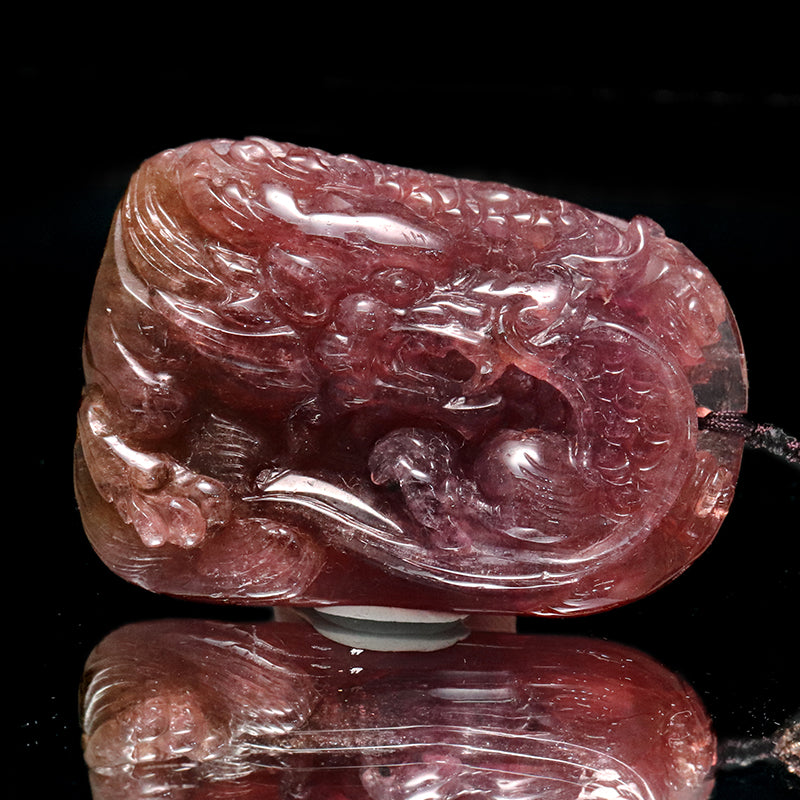 【一点物】ネックレス　トルマリン＜ブラジル産＞　龍　約30×42.7mm  [co-g0961]