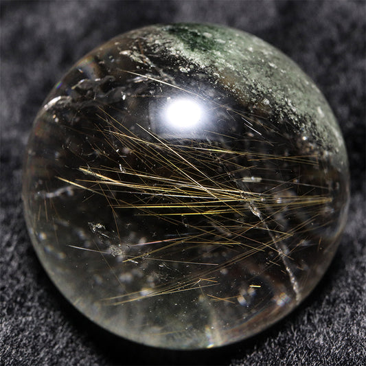 【一点物】ルチル入りマニハール水晶＜インド/マニハール地方産＞　ヒマラヤ水晶　丸玉　 [co-g3091]