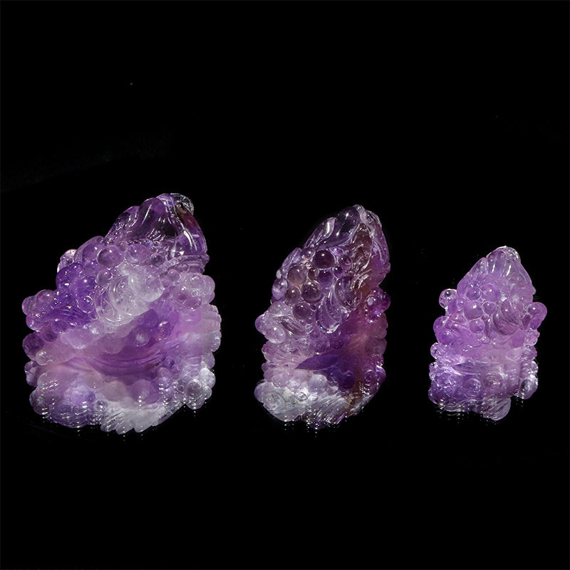 彫物　アメトリン＜ボリビア産＞　三脚蟾蜍(銭蛙)　三本足蛙　ランダム発送　約2～6.5×約2.2～4cm [co-g3252]