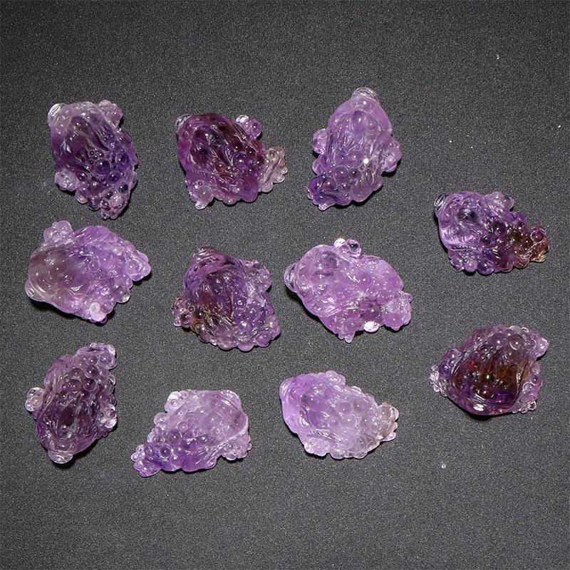 彫物　アメトリン＜ボリビア産＞　三脚蟾蜍(銭蛙)　三本足蛙　ランダム発送　約2～6.5×約2.2～4cm [co-g3252]