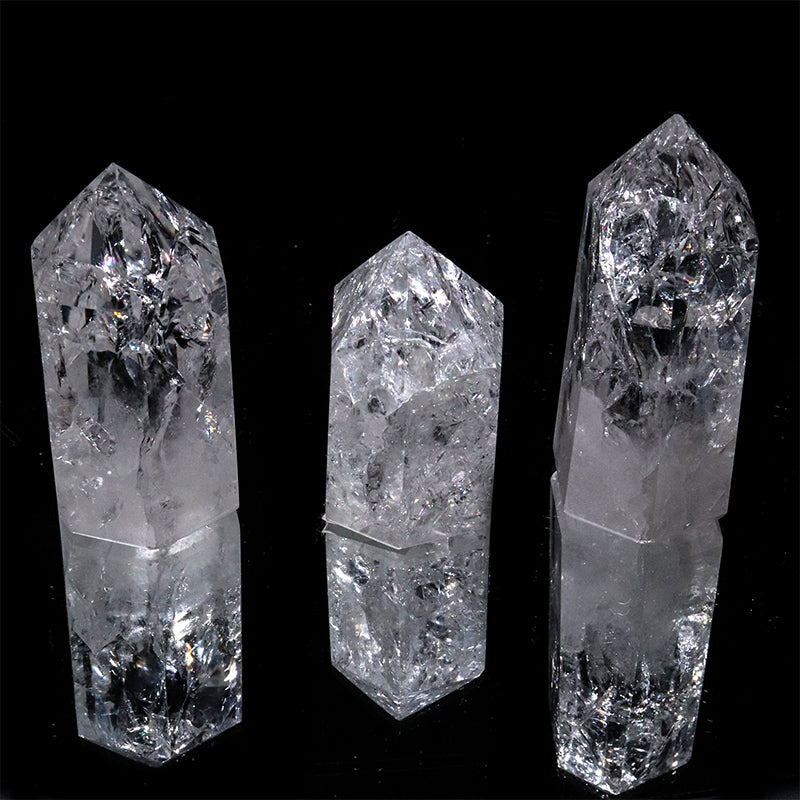 クラック水晶＜ブラジル産＞　六角柱　ランダム発送　約2～3×約4～6.2cm [co-g3249]