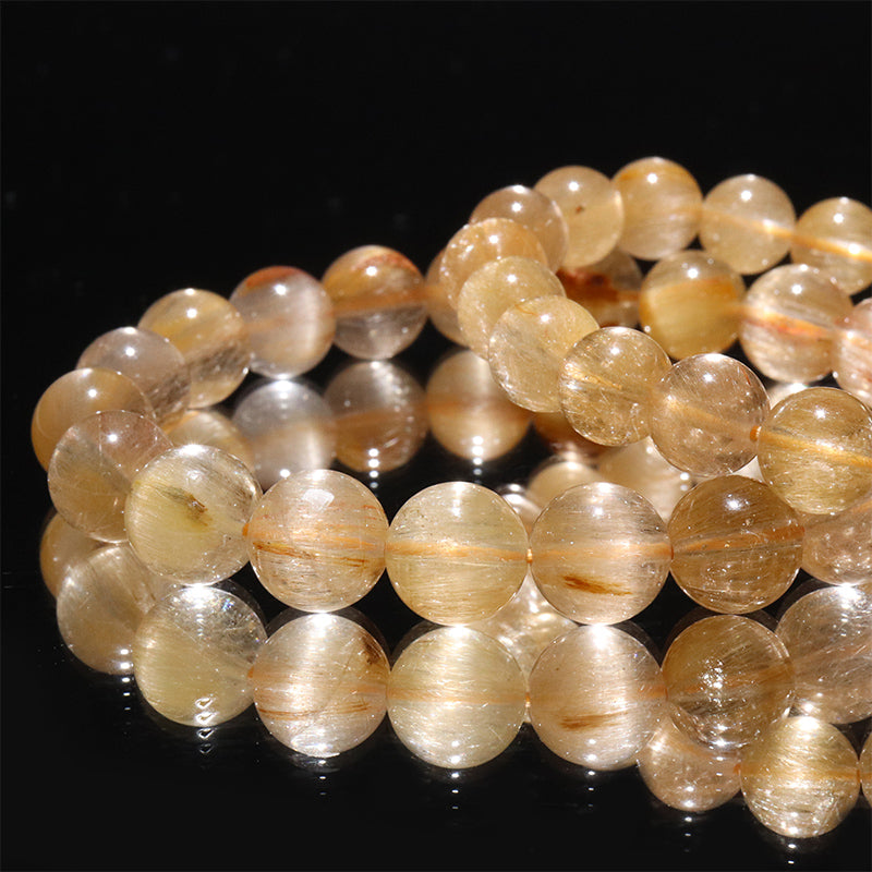 サゲニティッククォーツキャッツアイ＜ブラジル産＞　ブレス　丸　AA [co-g2679]