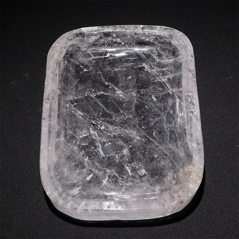 水晶　お皿　約18～21×11～14×2.5cm [co-g3264]