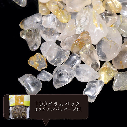 さざれ　ゴールドルチルクォーツ　オリジナルパッケージ付　約100g  [gr-g0043]