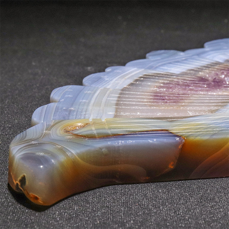 置物　アメジスト＜ブラジル産＞　蝶々　ゴールド　台座付き　約26×31×12.5cm（台座込み） [co-g3255]