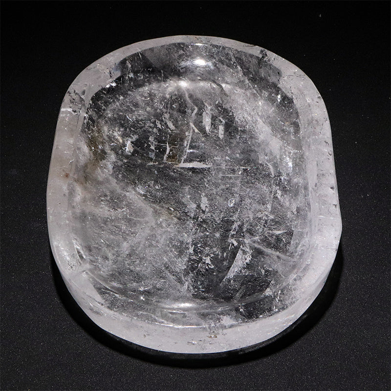 水晶　お皿　約18～21×11～14×2.5cm [co-g3264]