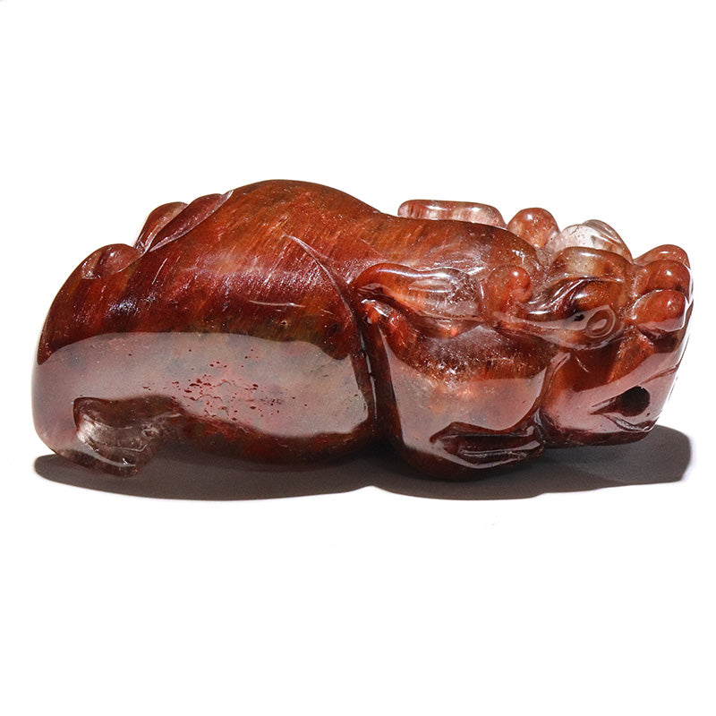 レッドルチル　ヒキュウ　 彫り物　約横36×縦72×高27mm [co-g3381]