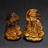【現品限り】タイガーアイ＜中国産＞　観音菩薩　約23～25×37～40mm　彫刻プレート　穴あり [co-g2825]