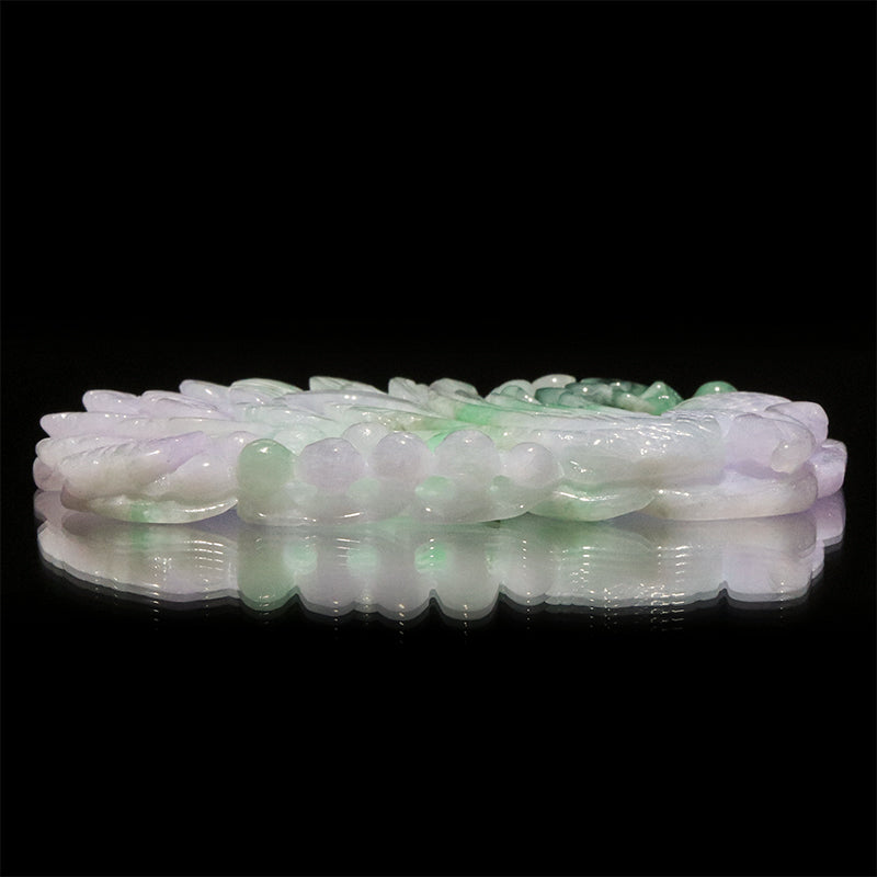 本翡翠＜ミャンマー産＞　鳳凰　ラベンダー　約33×57mm　穴あり　ペンダントトップ [co-g2848]