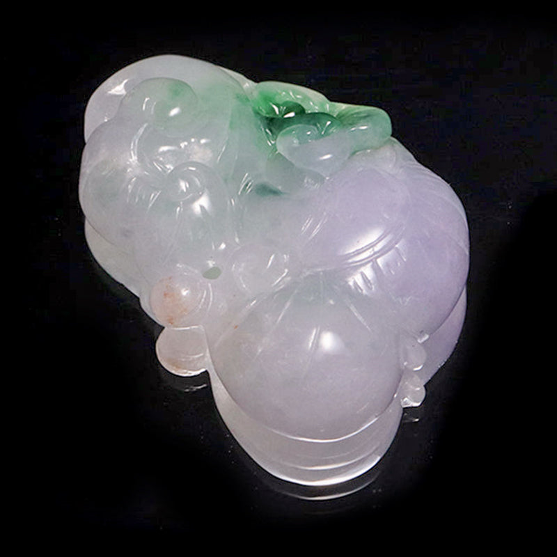 本翡翠＜ミャンマー産＞　如意　約20×33mm　穴あり　ペンダントトップ [co-g2862]