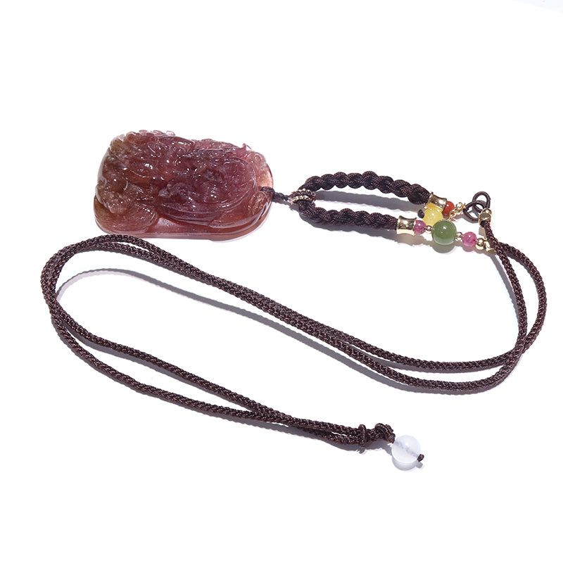 【一点物】ネックレス　トルマリン＜ブラジル産＞　龍　約30×42.7mm  [co-g0961]