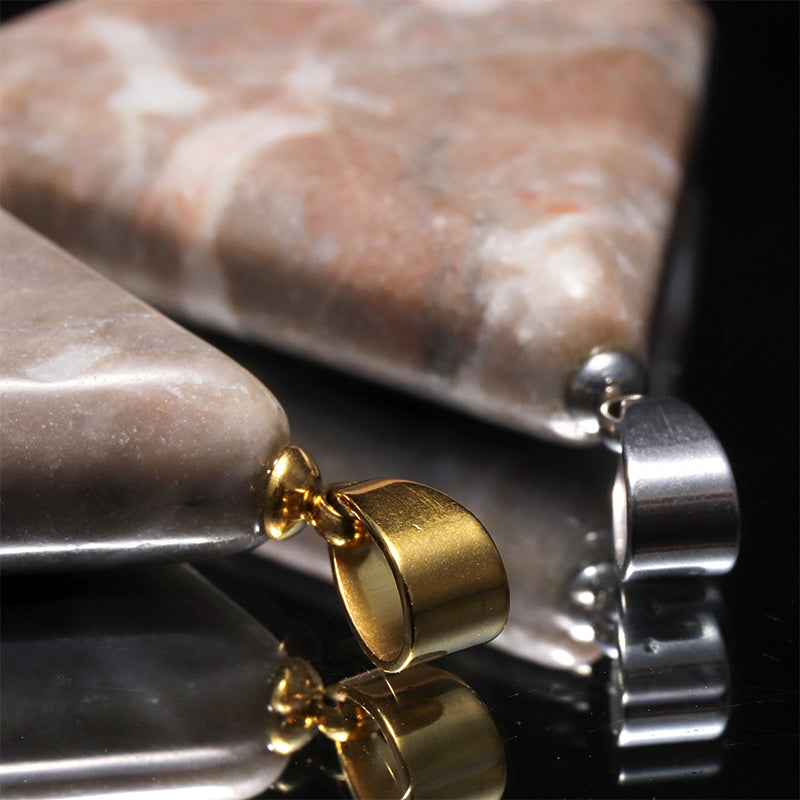 【日本銘石】土佐桜（ピンク）＜高知県産＞　菱形　約38×42mm　ステンレス製　ペンダントトップ [co-g3052]