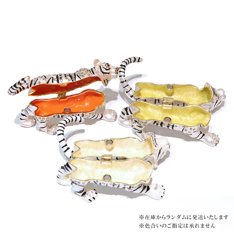 【特価品】ジュエリーボックス　虎　約10.6～11.1cm×約5.5～5.9cm　亜鉛合金製　ランダム発送  [co-g1012]