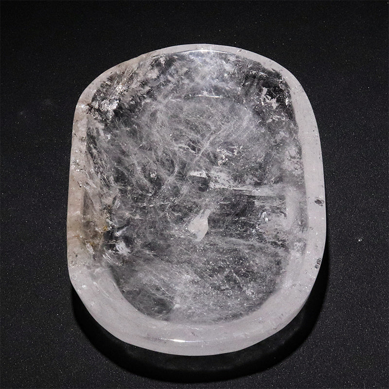 水晶　お皿　約18～21×11～14×2.5cm [co-g3264]