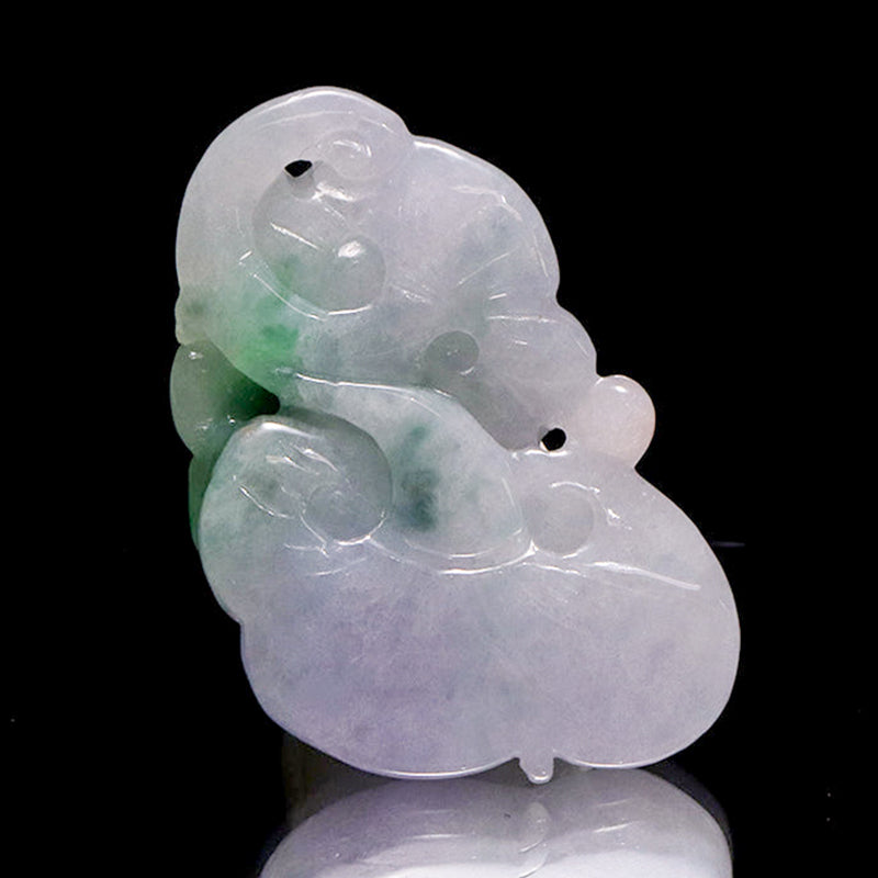 本翡翠＜ミャンマー産＞　如意　約20×33mm　穴あり　ペンダントトップ [co-g2862]