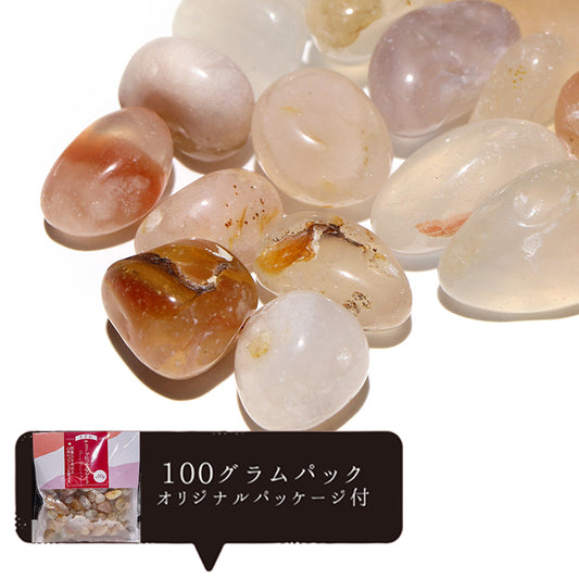 さざれ　チェリーブロッサムアゲート　オリジナルパッケージ付　中粒　約100g  [co-g3077]