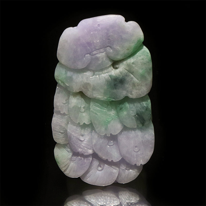 本翡翠＜ミャンマー産＞　鳳凰　ラベンダー　約33×57mm　穴あり　ペンダントトップ [co-g2848]