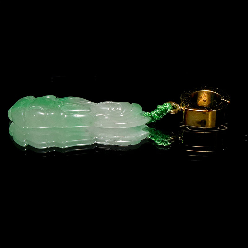 本翡翠＜ミャンマー産＞　観音様　約12×30mm　クリッカートップ　ゴールド [co-g2852]